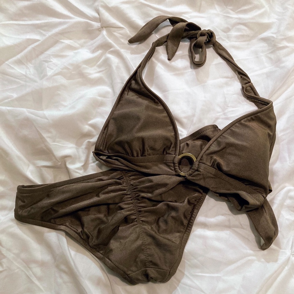 NWOT bronze ruched bikini
